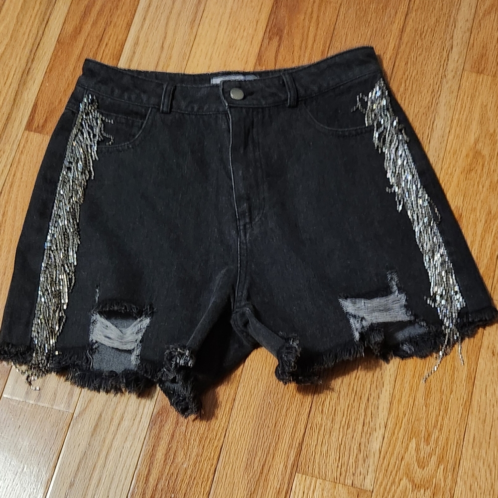 Rhinestone Fringe Shorts  NWOT